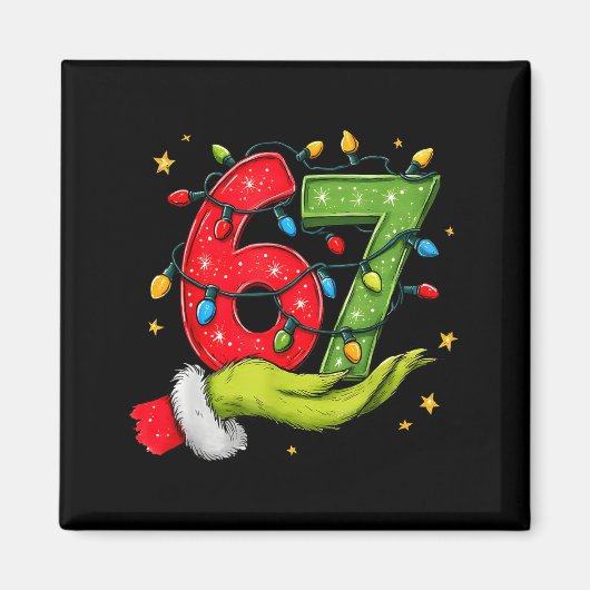 Aimant Six Seven 67 Christmas Lights Hand Signs Elf Light (Devant)