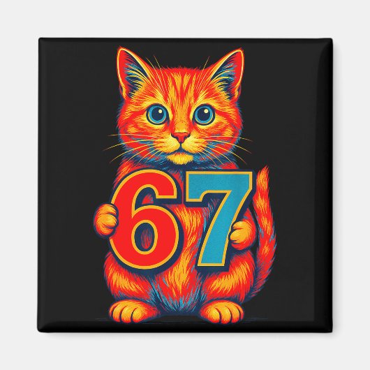 Aimant Six Seven 67 Meme 6 7 Cat Youth Boy Girl  (Devant)