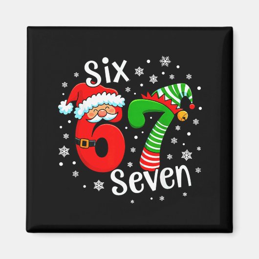 Aimant Six Seven 67 Mème 6 7 Elfe Santa Noël (Devant)