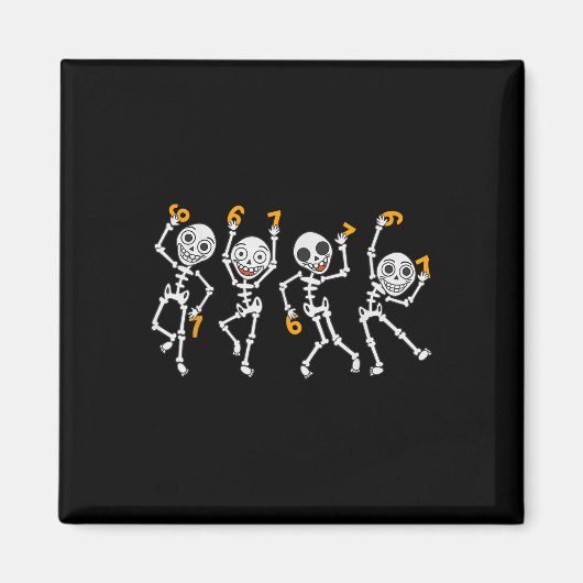 Aimant Six Seven 67 Meme Funny Halloween Dancing Skeleton (Devant)