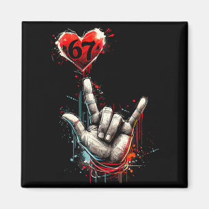 Aimant Six Seven 6 7 Je t'aime Signe de la main Asl Cœur