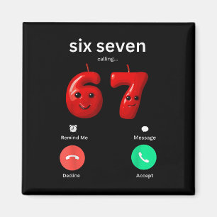Aimant Six Seven Appel Mème Minimaliste Téléphone Branché