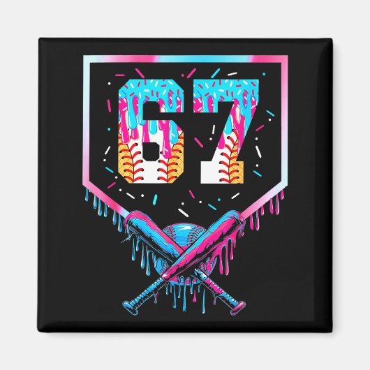 Aimant Six Seven Baseball Ice Cream Drip Cool 67 Gen Alph (Devant)