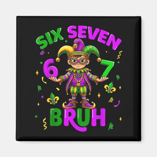 Aimant Six Seven Bruh 67 Mème Masque de Perles Mardi Gras (Devant)
