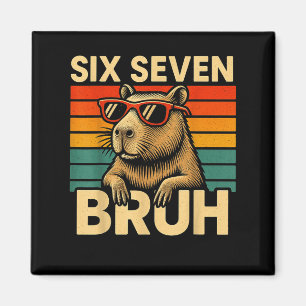 Aimant Six Seven Bruh Capybara Rétro Vintage Drôle 67 Mèm
