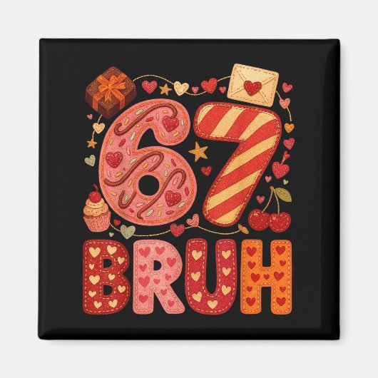 Aimant Six Seven Bruh Valentine Heart 67 Cute Kids Meme B (Devant)