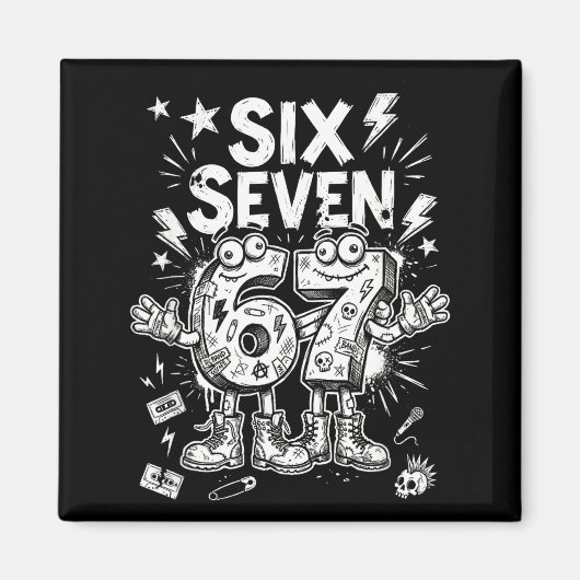 Aimant Six Seven Génération Alpha Memes Drôle de Cerveau  (Devant)