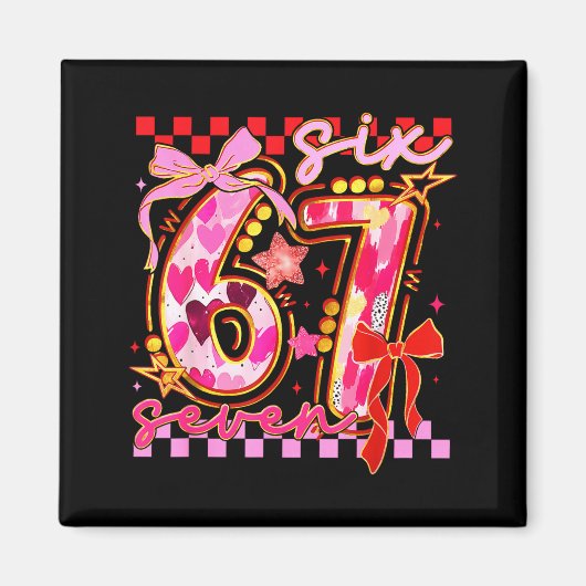 Aimant Six Seven Valentine Day Funny Nk 67 Cute Bow Girls (Devant)