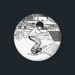 Aimant Skateboard Moves - Young Skateboarder<br><div class="desc">This young skateboarder is riding his skateboard after speeding down the ramp like a pro.</div>