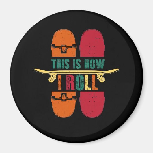 Aimant Skateboard Skateboarder Cadeau Drôle (Devant)