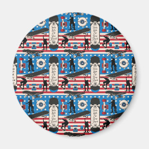 Aimant Skateboarding Patriotique Skateboardeur USA