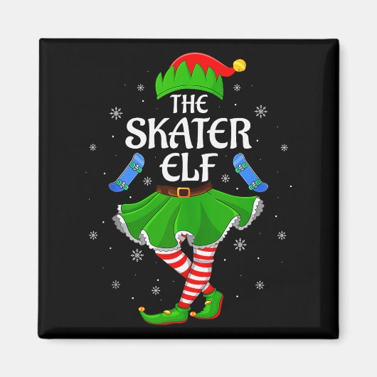 Aimant Skater Elf Christmas Family Girls Women Elf Squad (Devant)
