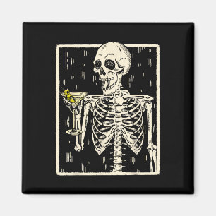 Aimant Skeleton Boire Martini Tail Retro Halloween Cos