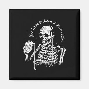 Aimant Skeleton Casque Coeur Musique gothique Halloween S
