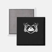 Aimant Skeleton Coeur main Lazy Costume d'Halloween Drôle (Recto/Verso)