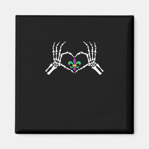 Aimant Skeleton Coeur main Mardi Gras