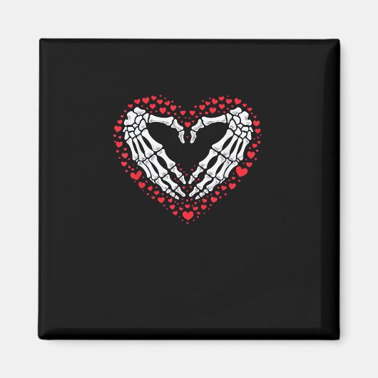 Aimant Skeleton Coeur main Valentines Jour Drôle Couple C (Devant)