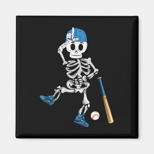 Aimant Skeleton Halloween Baseball Vintage jouer (Devant)