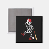 Aimant Skeleton Halloween Drôle Skeleton Baseball Jouer (Recto/Verso)