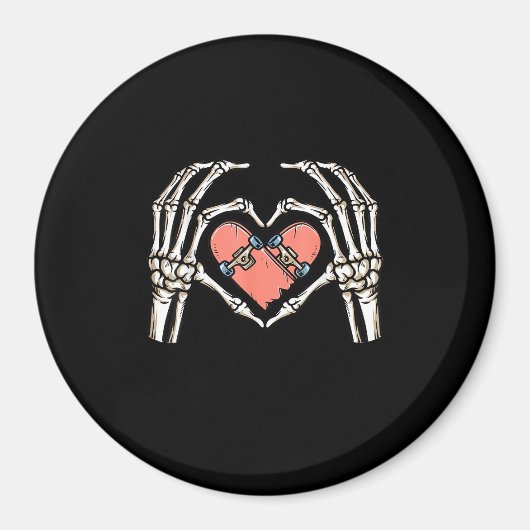 Aimant Skeleton Hand Heart Skateboard Valentines Day Funn (Devant)