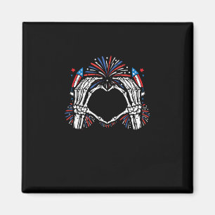 Aimant Skeleton Hand Heart USA Patriotic American