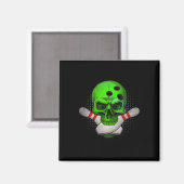 Aimant Skeleton Head Skull Bowling Ll Et Pins Happy Hall (Recto/Verso)