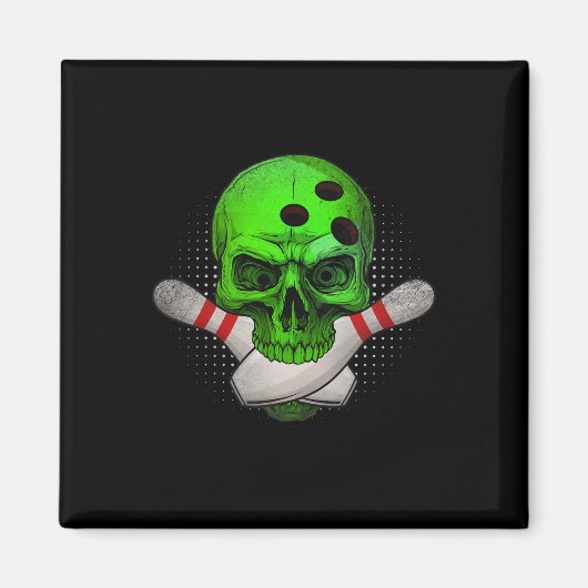 Aimant Skeleton Head Skull Bowling Ll Et Pins Happy Hall (Devant)
