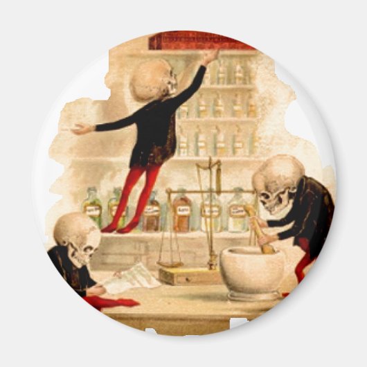 Aimant Skeleton Mad Scientifiques Crâne Halloween Party D (Devant)