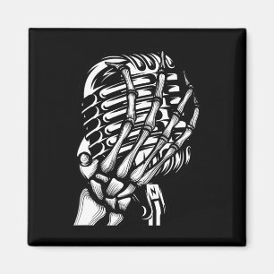Aimant Skeleton Main On the Mic Rock And Roll s Band Tee 