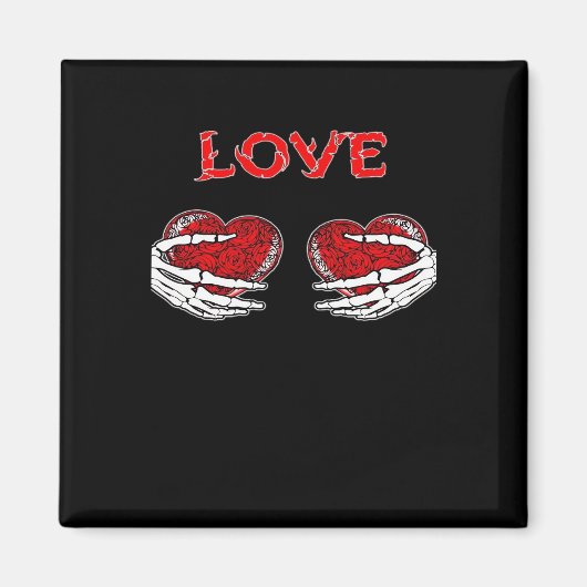 Aimant Skeleton Mains Coeur Drôle Design (Devant)
