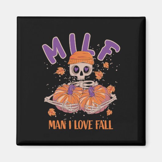 Aimant Skeleton Man I Love Fall Fun Skeleton Citrouille H (Devant)