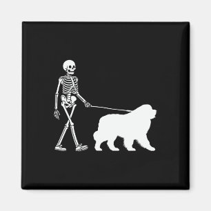 Aimant Skeleton Marcher Un Chien De Terre-Neuve Halloween