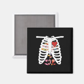 Aimant Skeleton Rib Cage X-ray Candy Drôle Halloween Coût (Recto/Verso)