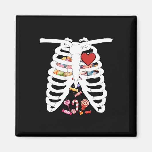 Aimant Skeleton Rib Cage X-ray Candy Drôle Halloween Coût (Devant)