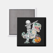 Aimant Skeleton Riding Dancing Dab Dinosaur Trex Hallowee (Recto/Verso)