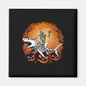 Aimant Skeleton Riding Shark Lazy Halloween Costume Funny (Devant)
