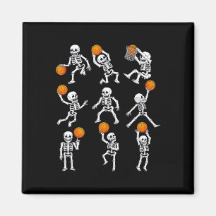 Aimant Skeletons de basketball d'Halloween Dunking Dribbl