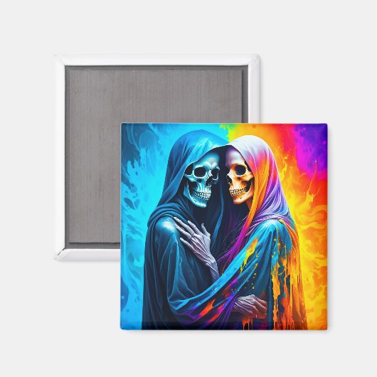 Aimant Skeletons enveloppés dans un arc-en-ciel (Recto/Verso)