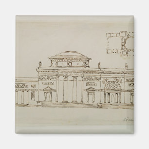 Aimant Sketched design for a domed building (pen & ink)