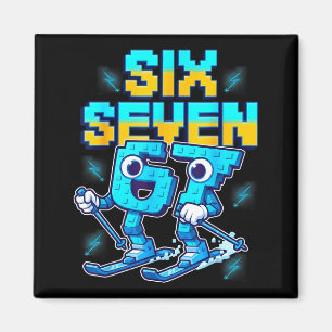 Aimant Ski 67 Six Seven Meme Brainrot Drôle 6 7 Enfants S