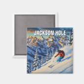 Aimant Ski à Jackson Hole Wyoming (Recto/Verso)