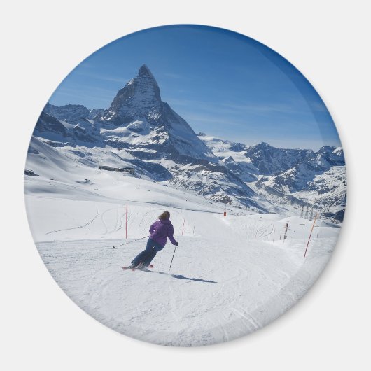 Aimant Ski avec Mont Matterhorn à Zermatt, Suisse (Devant)