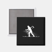 Aimant Ski de fond, Ski de fond avec Fu (Recto/Verso)
