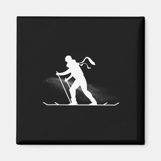 Aimant Ski de fond, Ski de fond avec Fu (Devant)