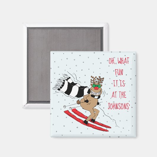 Aimant Ski de rennes de Noël (Recto/Verso)