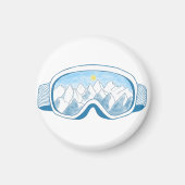 Aimant Ski Goggles Mountain Reflection Illustration (Devant)