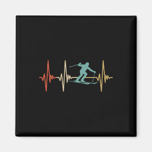 Aimant Ski Heartbeat Retro Design Cool Vintage Pour Ski