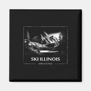 Aimant Ski Illinois États-Unis Ski Skiing Skieur