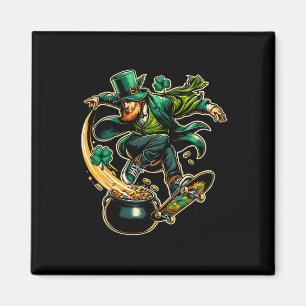 Aimant Ski Jour de la Saint Patrick Skateboard Leprechaun