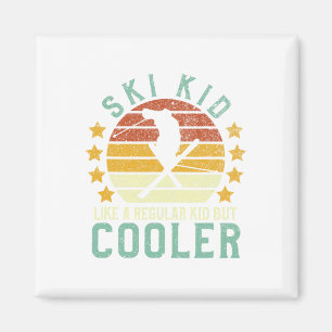 Aimant Ski Kids Drôle Jeune Skieur Vintage Et Aimer Ski